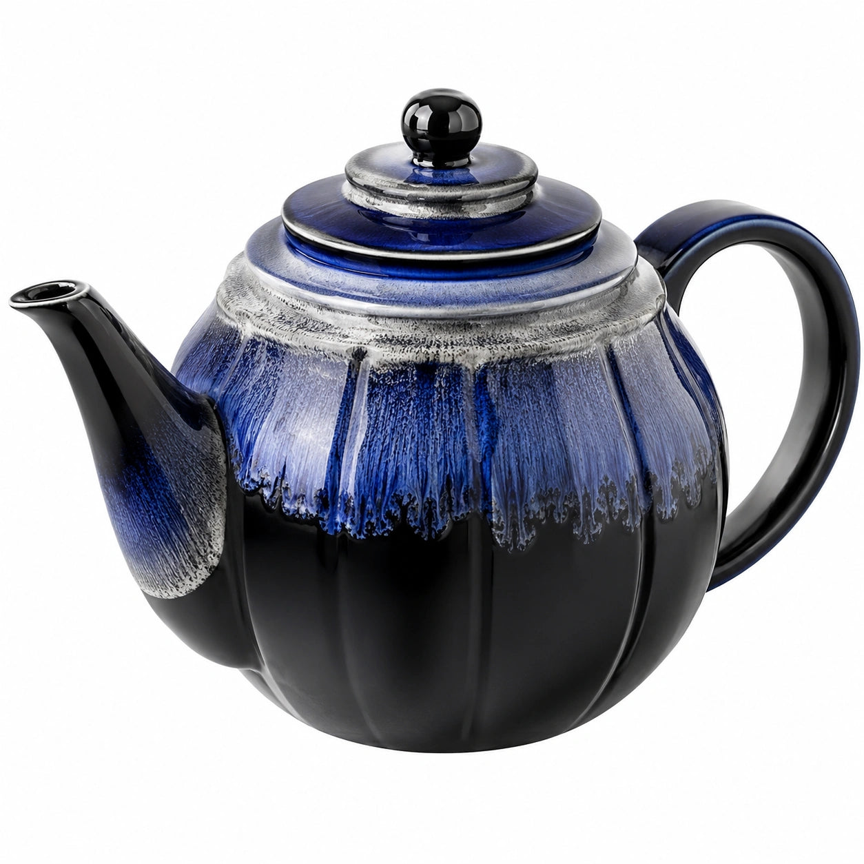 Keramik-Teekanne 750 ml Blau-Schwarz