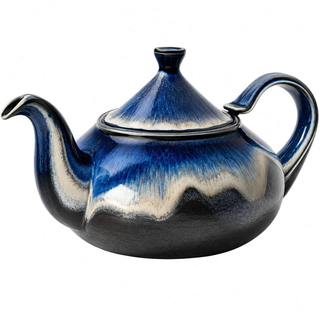 Blaue Keramik-Teekanne mit Glasur, 1000ml