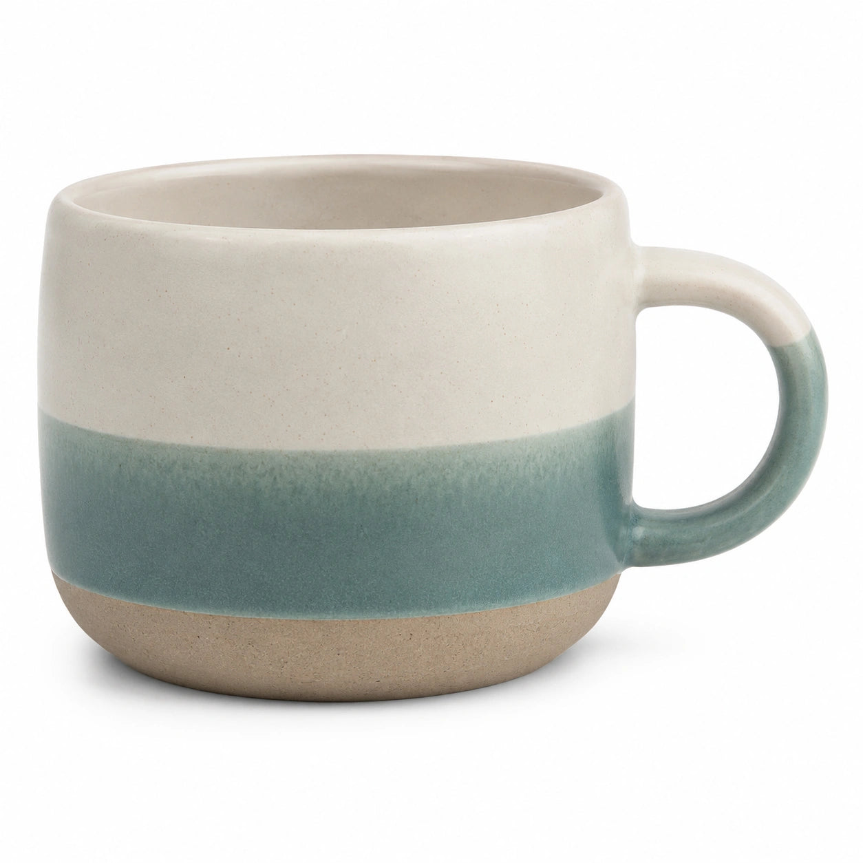 Runder Keramikbecher 350ml Grün/Beige